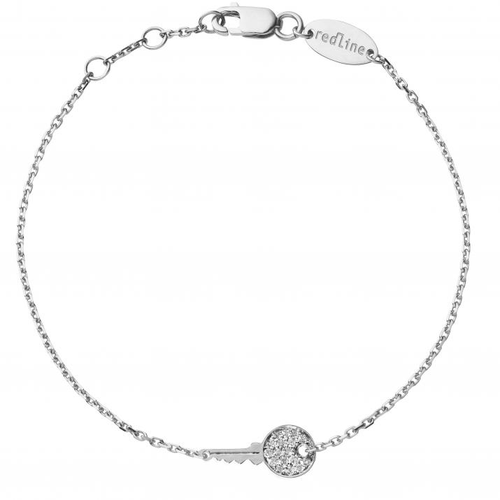 White gold chain bracelet with diamond-paved key - Redline