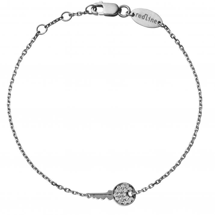 Black gold chain bracelet with diamond-paved key - Redline