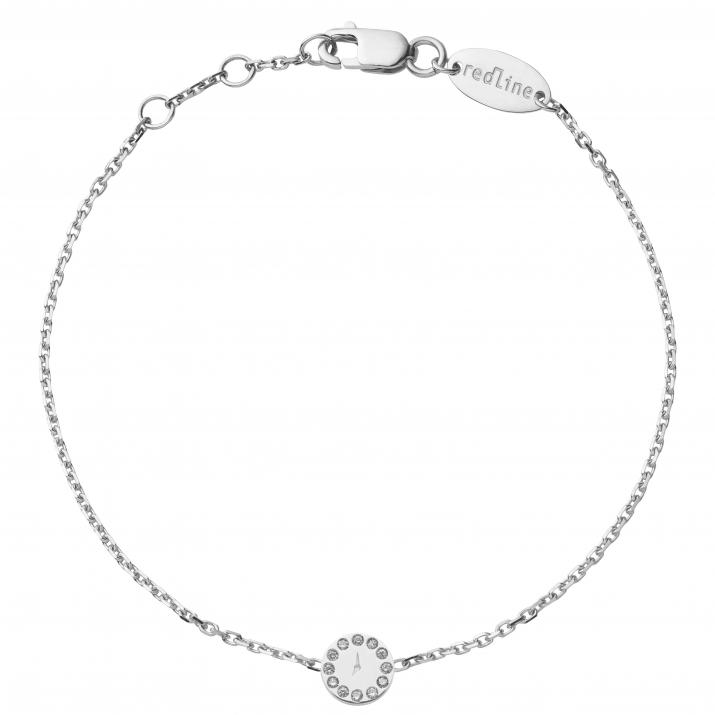White gold chain bracelet with diamond-paved clock - Redline