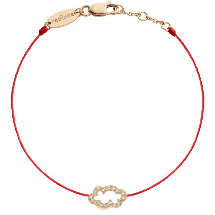 String bracelet with diamond-paved cloud in rose gold - Redline - 0++