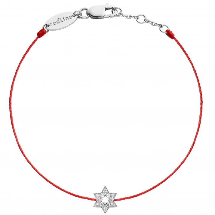 String bracelet with diamond-paved star in white gold - Redline