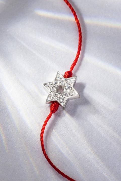 String bracelet with diamond-paved star in white gold - Redline - 0++