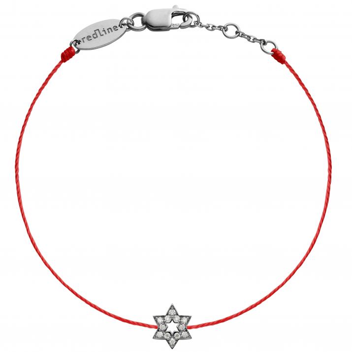 String bracelet with diamond-paved star in black gold - Redline