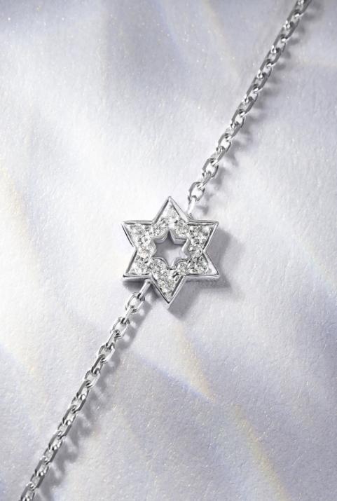 White gold chain bracelet with diamond-paved star - Redline - 0++