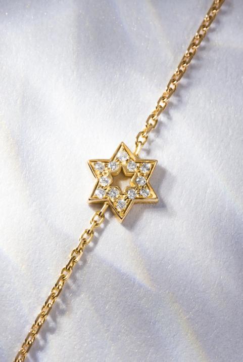 Yellow gold chain bracelet with diamond-paved star - Redline - 0++