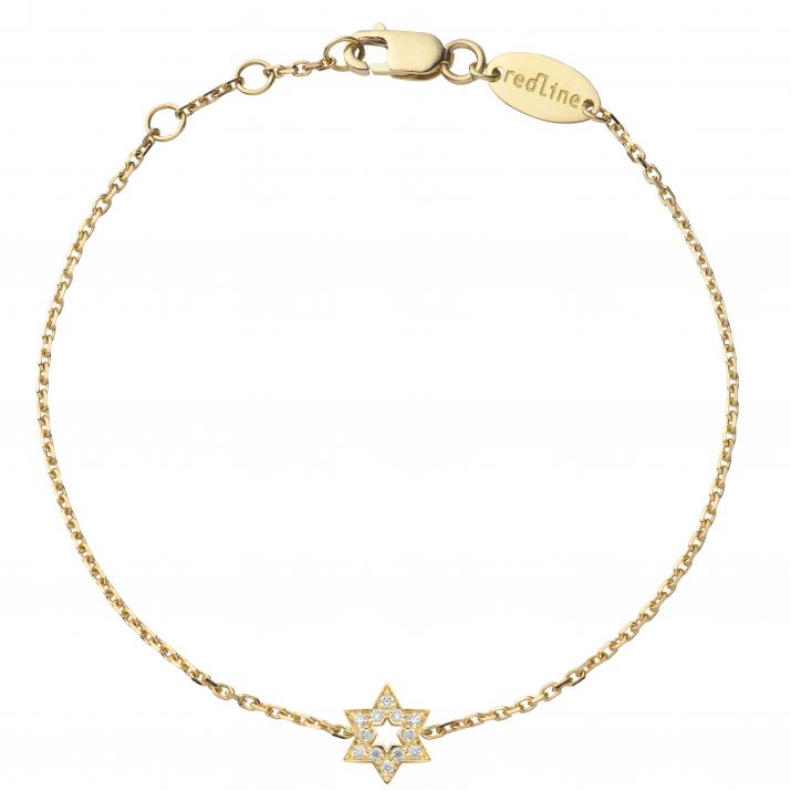 Yellow gold chain bracelet with diamond-paved star - Redline - 0++