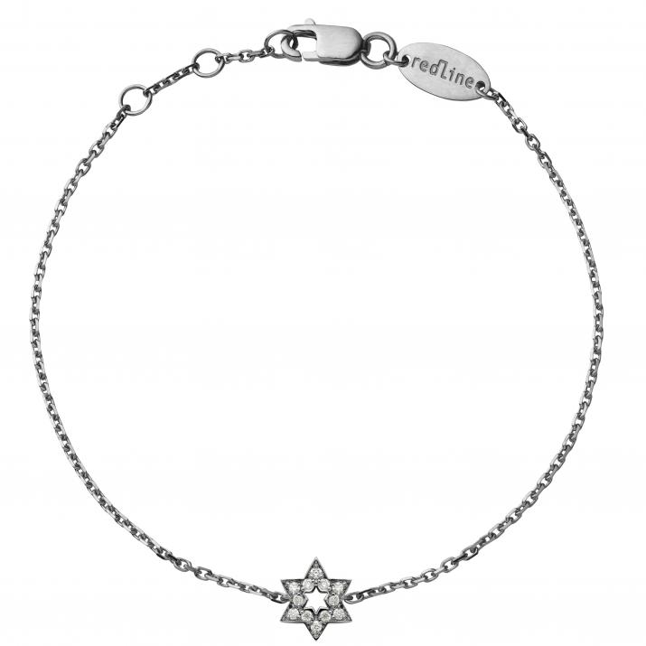 Black gold chain bracelet with diamond-paved star - Redline - 0++