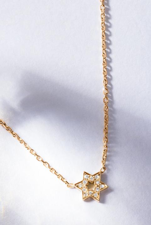 Rose gold chain necklace with diamond-paved star - Redline - 0++