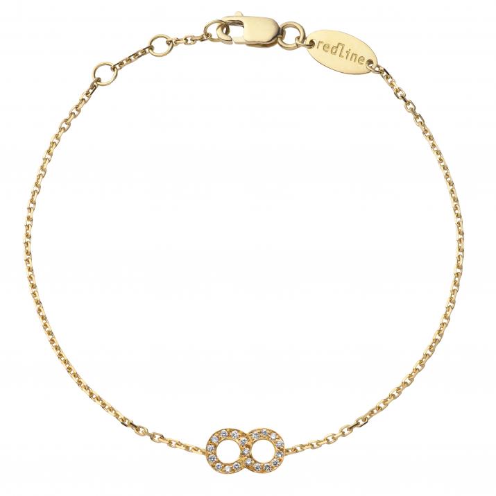 Chain Bracelet For Women with 0.10ct Round Diamond in Yellow Gold Pavé Setting - Redline