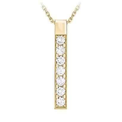 Chain Necklace For Women with 0.42ct Round Diamond in Yellow Gold Pavé Setting - Redline - 0++