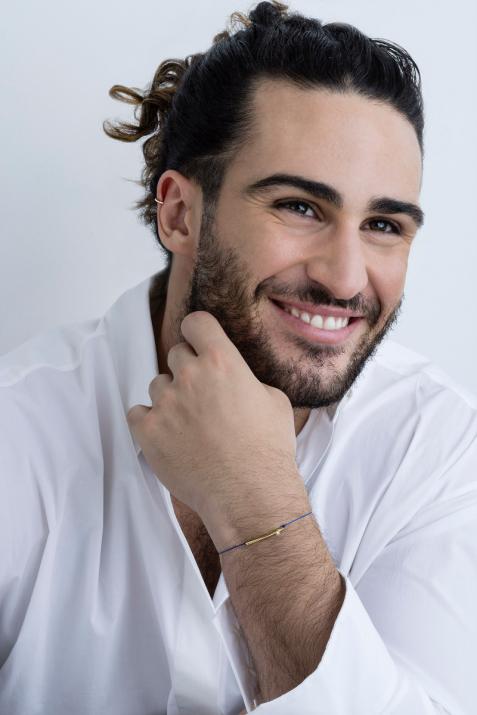 String bracelet with diamond in yellow gold tube - Redline - 0++