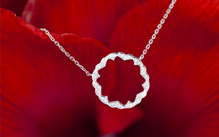 Chain Necklace Shinning Sun White Gold RedLine Jewelry - Redline - 0++
