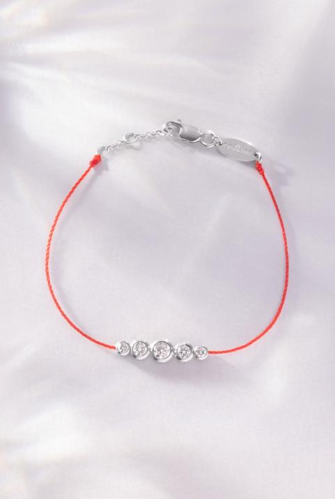 String bracelet with 0.5ct diamonds in white gold bezel setting - Redline - 0++