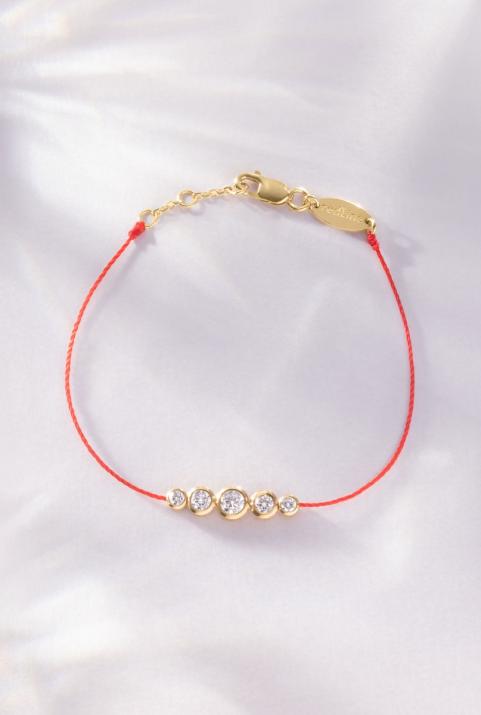 String bracelet with 0.5ct diamonds in yellow gold bezel setting - Redline - 0++