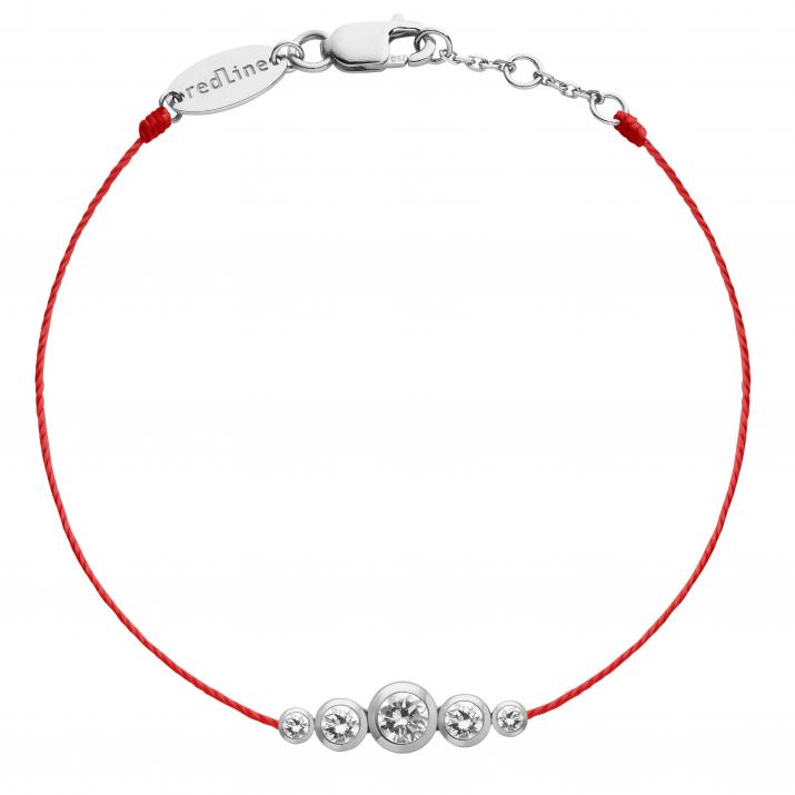String bracelet with 0.5ct diamonds in white gold bezel setting - Redline - 0++