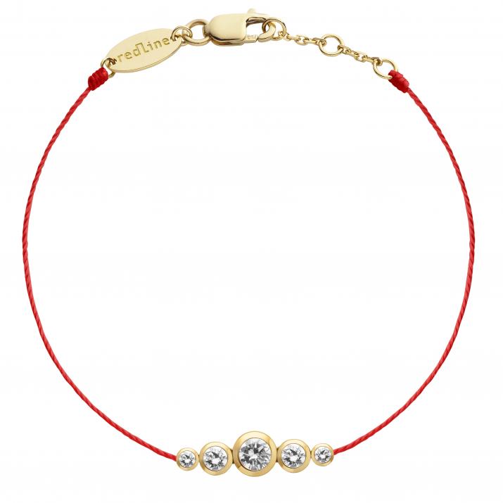 String bracelet with 0.5ct diamonds in yellow gold bezel setting - Redline - 0++