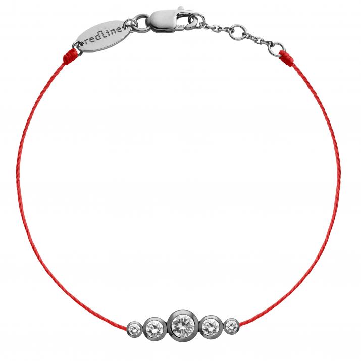 String bracelet with 0.5ct diamonds in black gold bezel setting - Redline - 0++