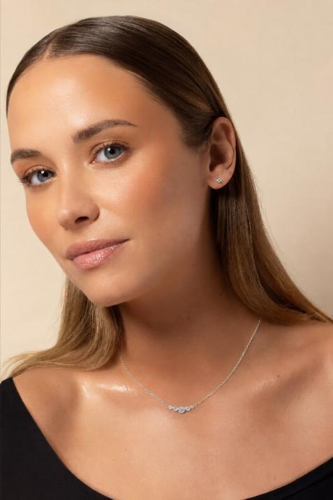 Chain necklace with 0.5ct diamonds in white gold bezel setting - Redline - 0++