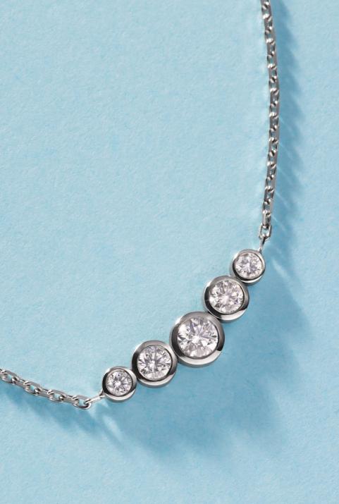 Chain necklace with 0.5ct diamonds in black gold bezel setting - Redline - 0++