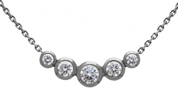 Chain necklace with 0.5ct diamonds in black gold bezel setting - Redline - 0++