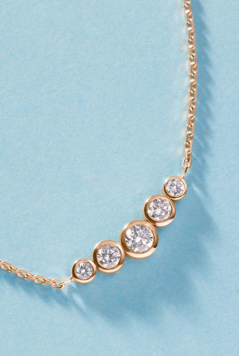 Chain necklace with 0.5ct diamonds in rose gold bezel setting - Redline - 0++