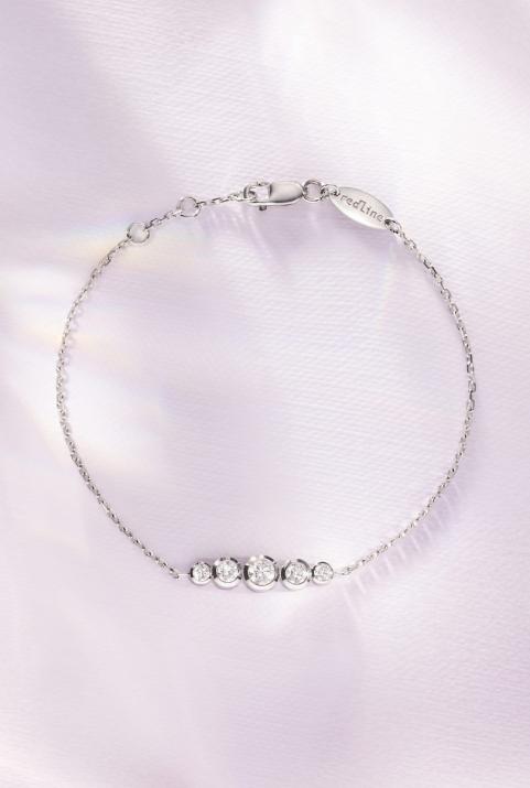 Chain bracelet with 0.5ct diamonds in white gold bezel setting - Redline - 0++