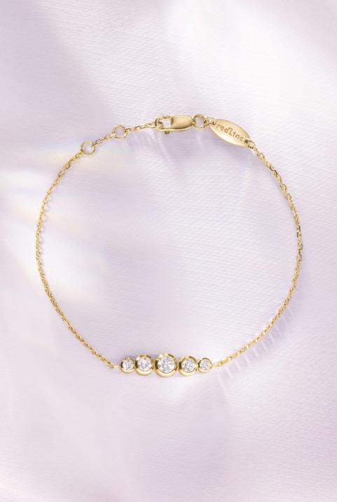 Chain bracelet with 0.5ct diamonds in yellow gold bezel setting - Redline - 0++