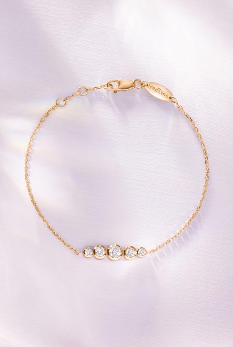 Chain bracelet with 0.5ct diamonds in rose gold bezel setting - Redline - 0++