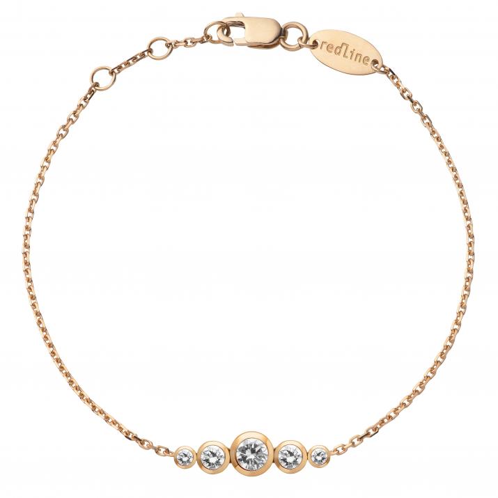 Chain bracelet with 0.5ct diamonds in rose gold bezel setting - Redline - 0++