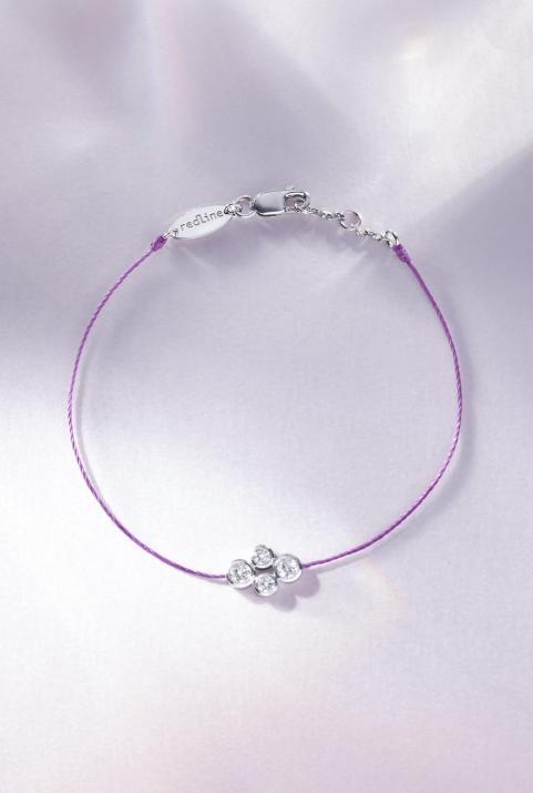 String bracelet with 0.3ct diamonds in white gold bezel setting - Redline - 0++