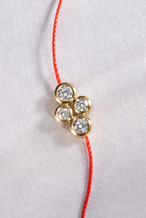 String bracelet with 0.3ct diamonds in yellow gold bezel setting - Redline - 0++