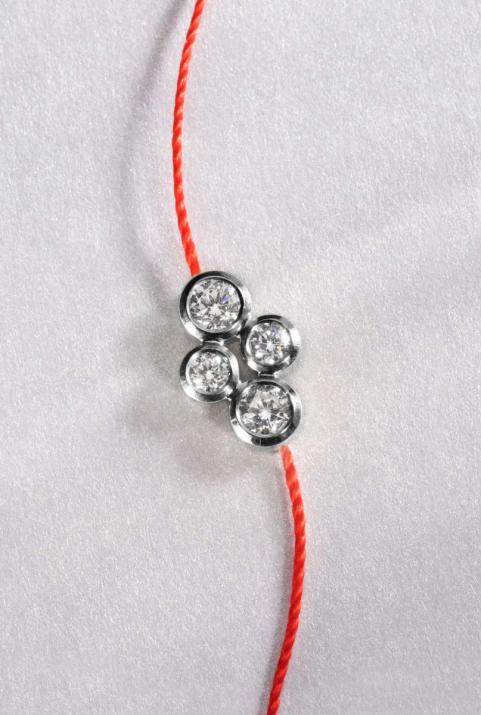 String bracelet with 0.3ct diamonds in black gold bezel setting - Redline - 0++