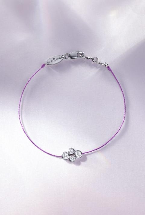 String bracelet with 0.3ct diamonds in black gold bezel setting - Redline - 0++