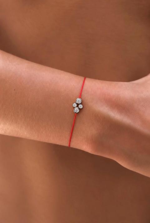 String bracelet with 0.3ct diamonds in black gold bezel setting - Redline - 0++