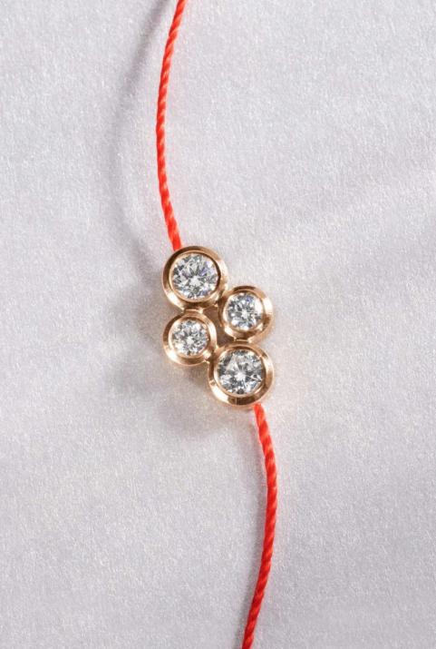 String bracelet with 0.3ct diamonds in rose gold bezel setting - Redline - 0++