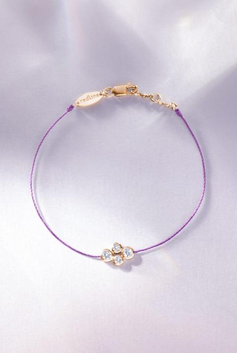 String bracelet with 0.3ct diamonds in rose gold bezel setting - Redline - 0++