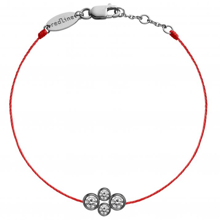 String bracelet with 0.3ct diamonds in black gold bezel setting - Redline - 0++