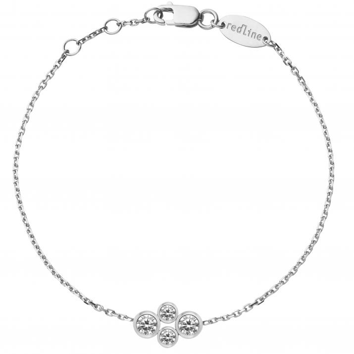 Chain bracelet with 0.3ct diamonds in white gold bezel setting - Redline - 0++
