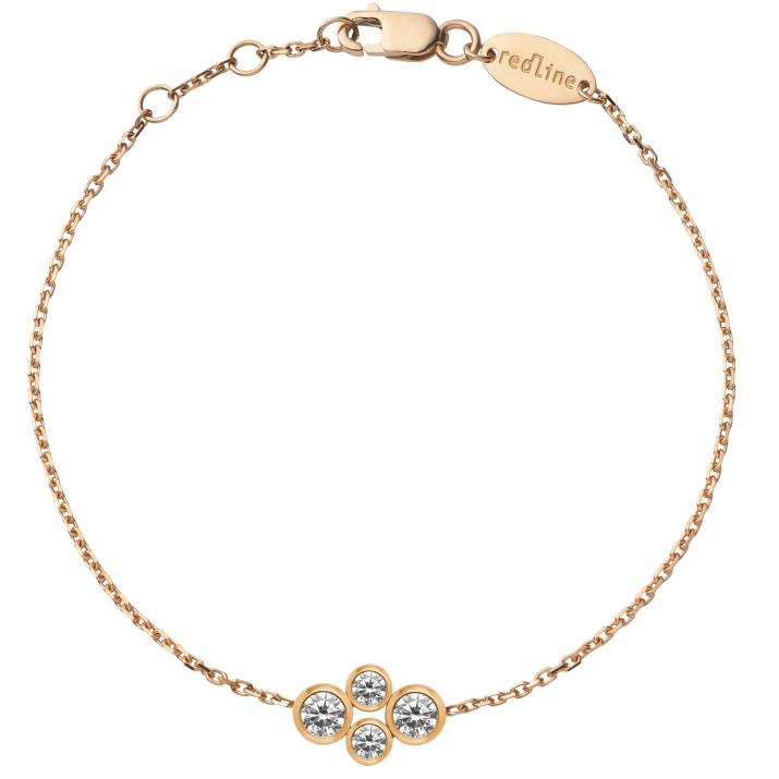 Chain bracelet with 0.3ct diamonds in rose gold bezel setting - Redline - 0++