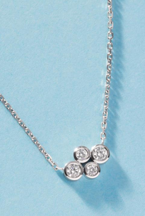 Chain necklace with 0.3ct diamonds in white gold bezel setting - Redline - 0++
