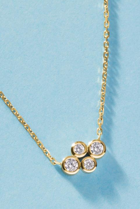 Chain necklace with 0.3ct diamonds in yellow gold bezel setting - Redline - 0++