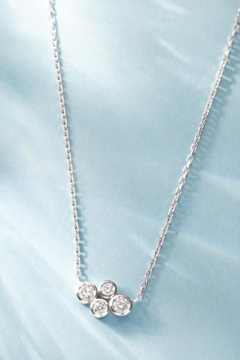 Chain necklace with 0.3ct diamonds in white gold bezel setting - Redline - 0++