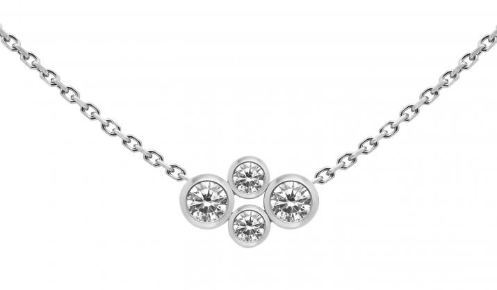 Chain necklace with 0.3ct diamonds in white gold bezel setting - Redline - 0++