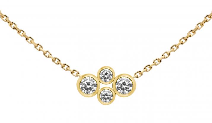 Chain necklace with 0.3ct diamonds in yellow gold bezel setting - Redline - 0++