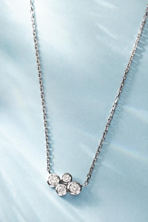 Chain necklace with 0.3ct diamonds in black gold bezel setting - Redline - 0++