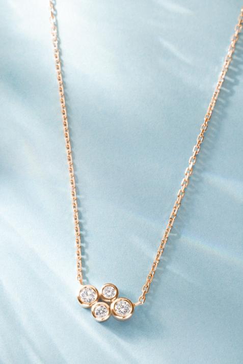 Chain necklace with 0.3ct diamonds in rose gold bezel setting - Redline - 0++