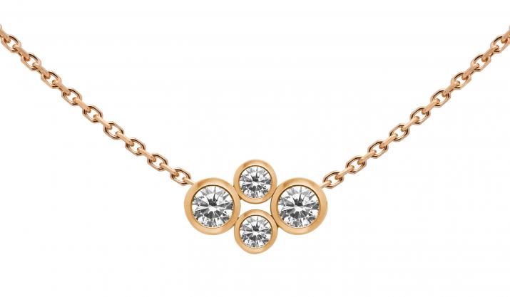 Chain necklace with 0.3ct diamonds in rose gold bezel setting - Redline - 0++