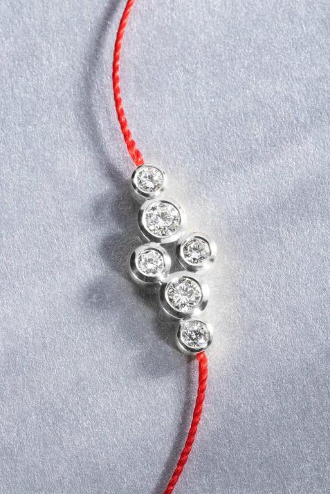 String bracelet with 0.4ct diamonds in white gold bezel setting - Redline - 0++