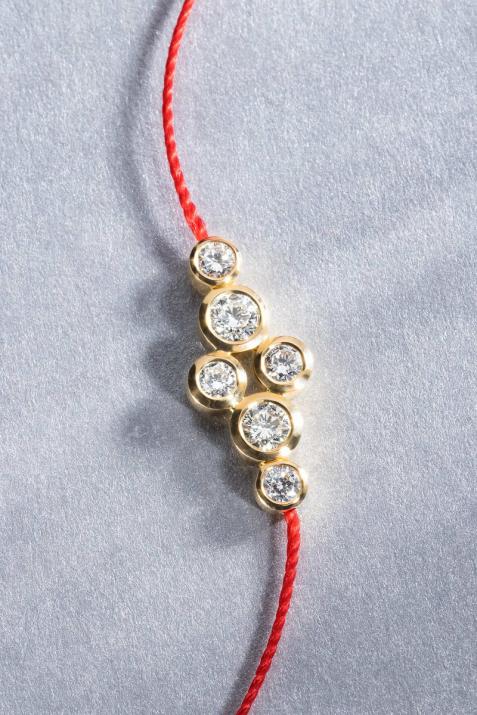 String bracelet with 0.4ct diamonds in yellow gold bezel setting - Redline - 0++