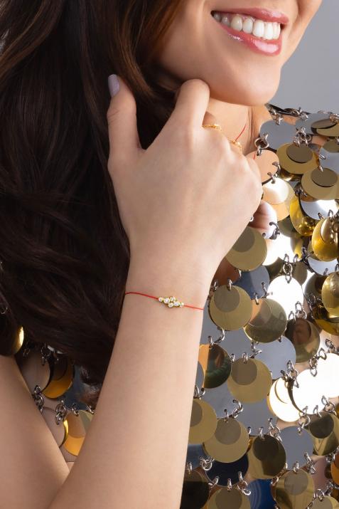 String bracelet with 0.4ct diamonds in yellow gold bezel setting - Redline - 0++